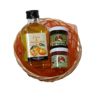 Cesta: Garrafa de 100ml e duas compotas 50g